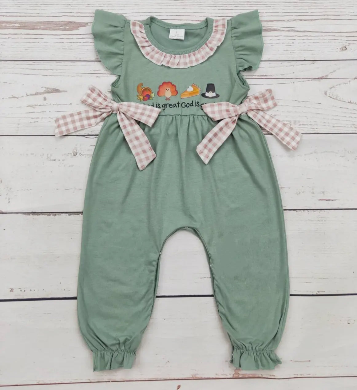 Baby Girl Turkey Printed Thanksgiving Romper