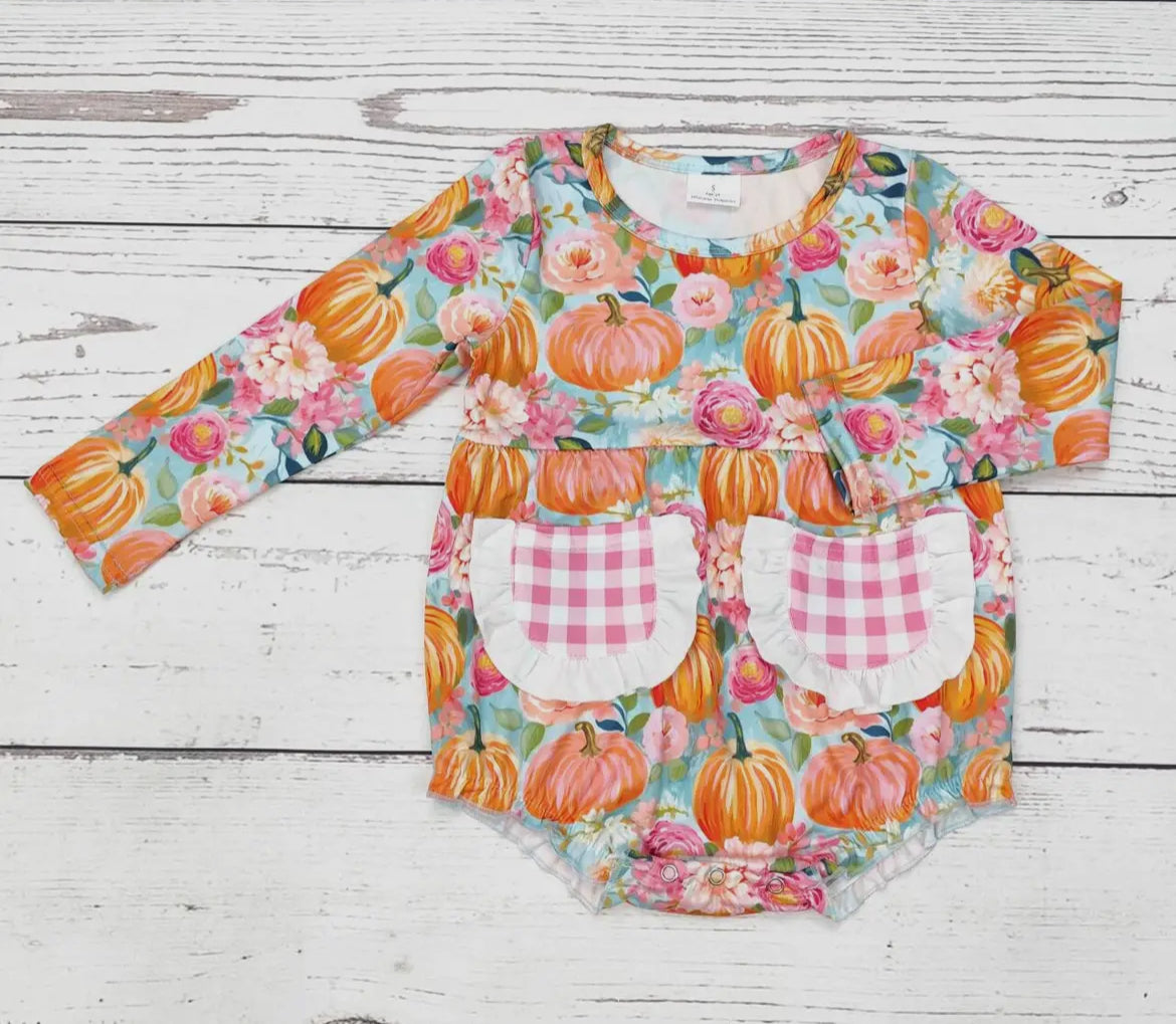 Flower Pumpkin Baby Girl Bubble *preorder*