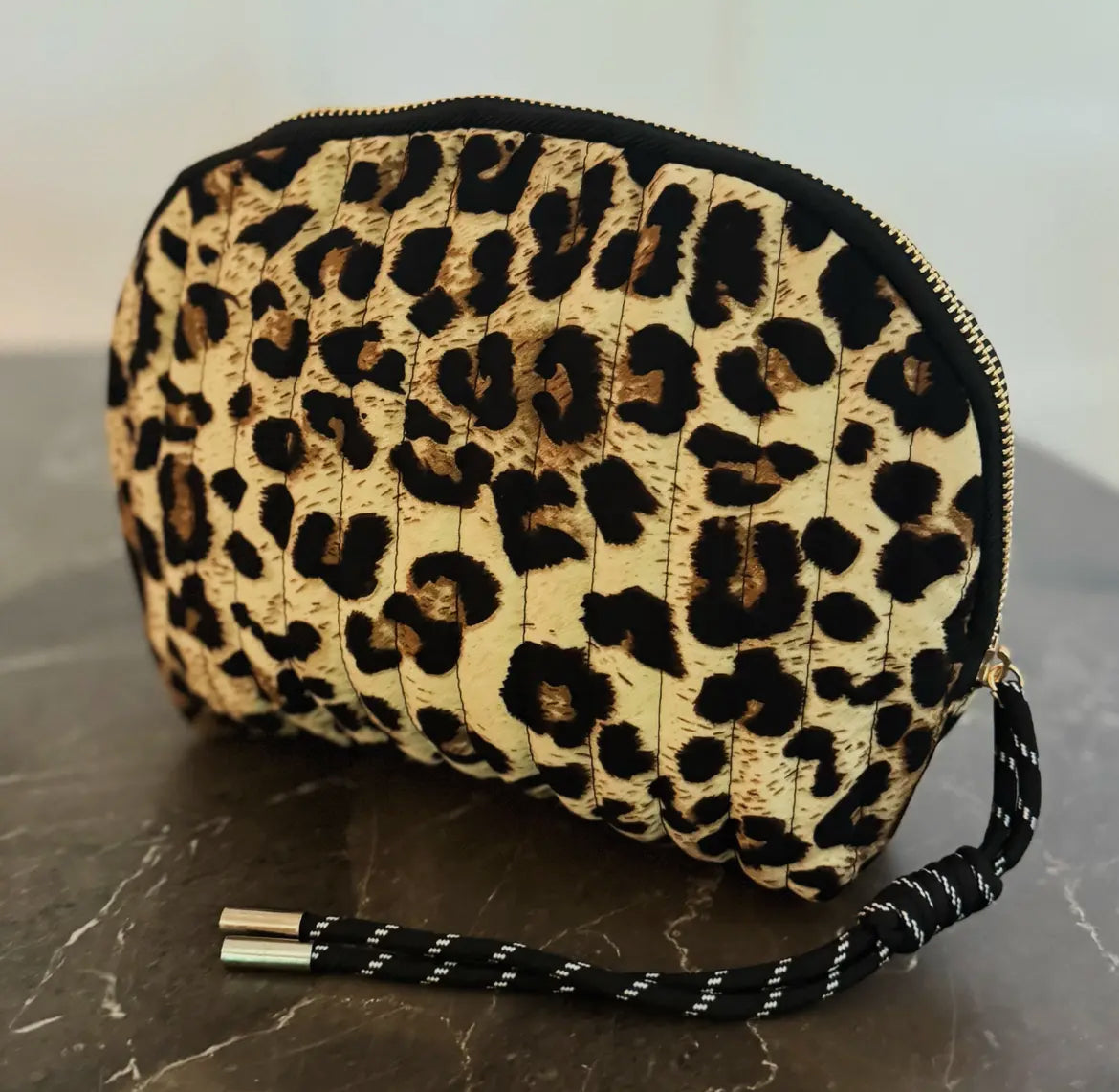 Vintage-Inspired Quilted Leopard & Floral Cosmetic Case
