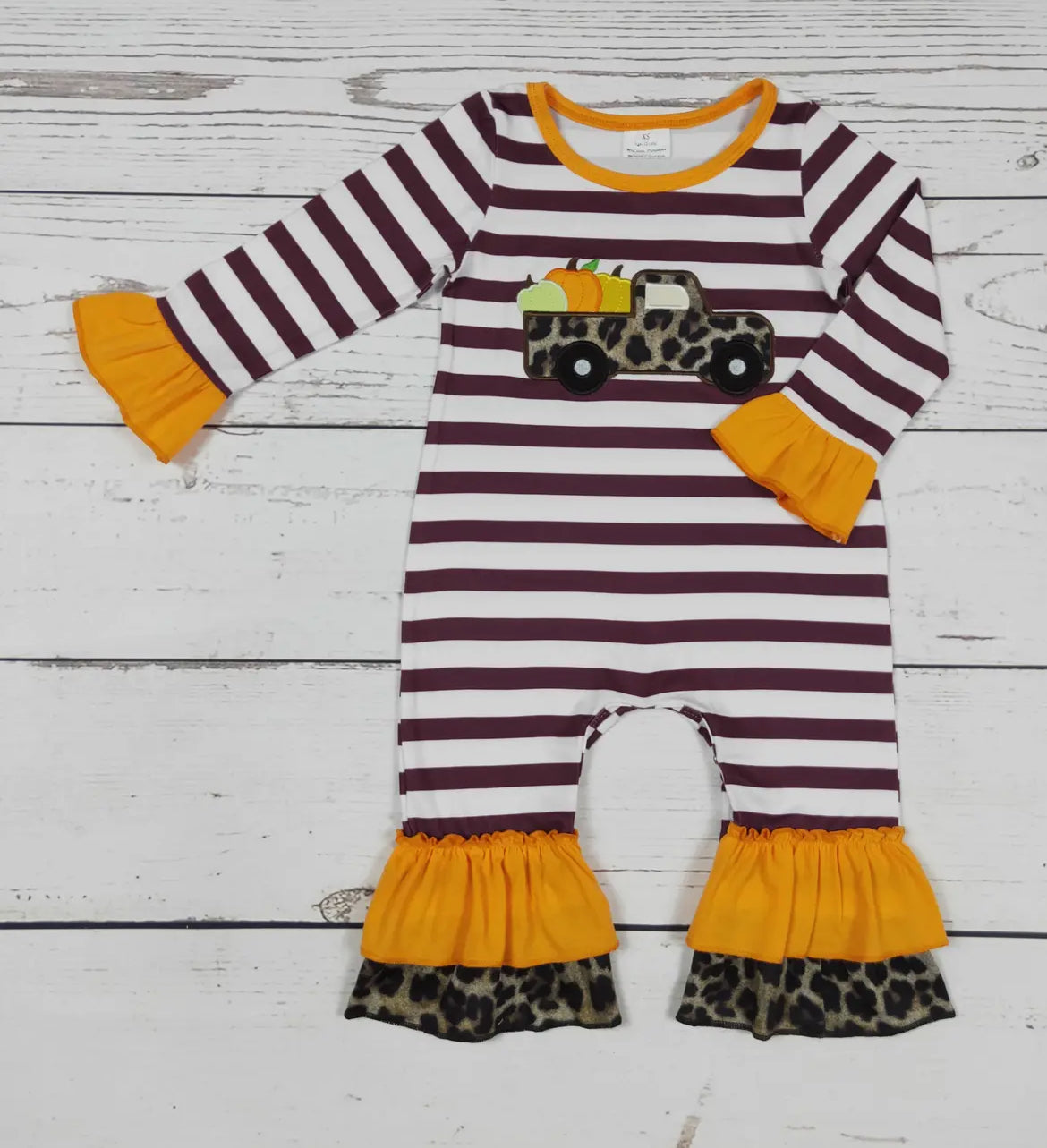 Baby Girls Pumpkin Appliqué Romper *preorder*