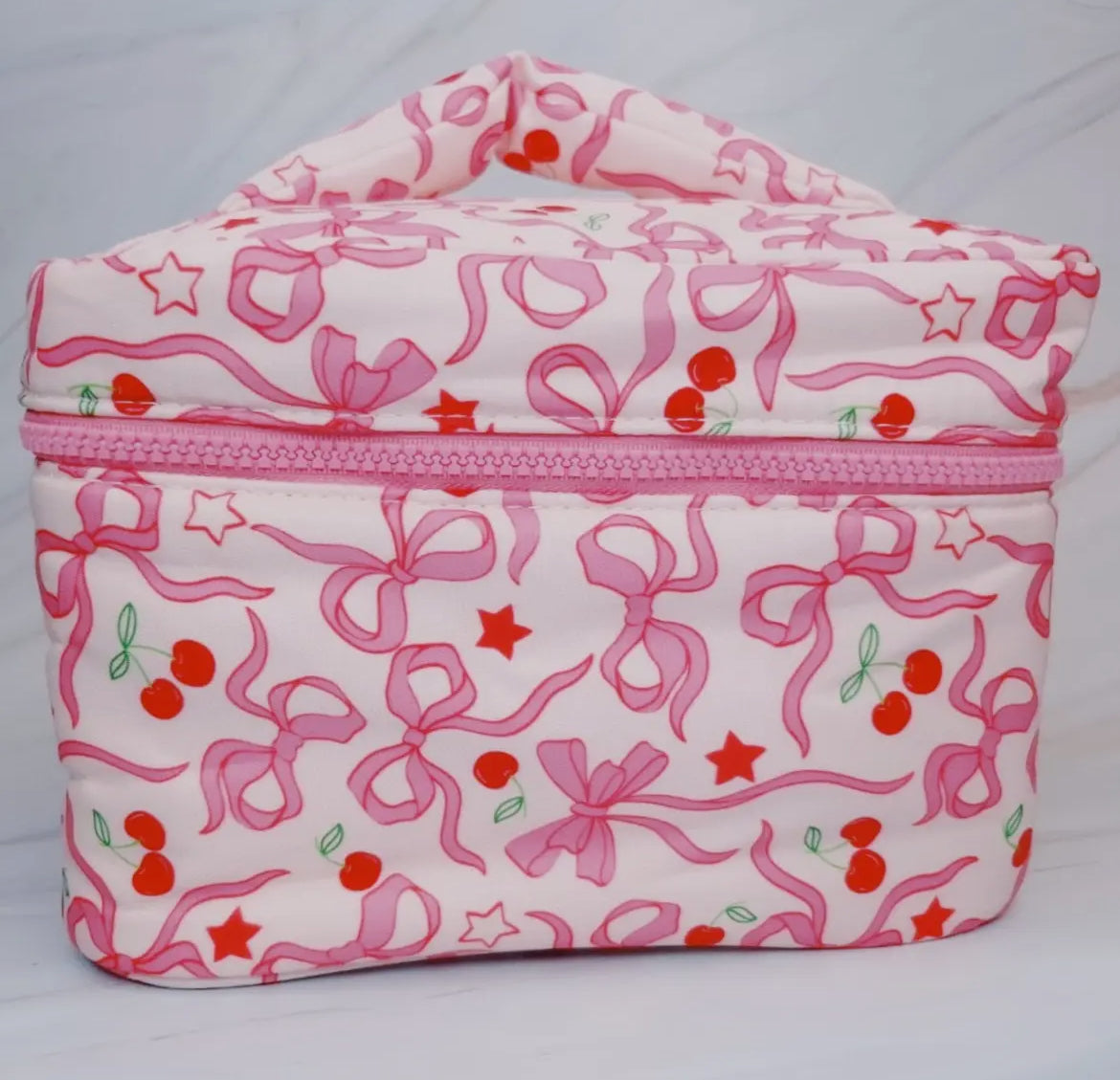 Cherry Bowtiful Travel Cosmetic Case with Handle