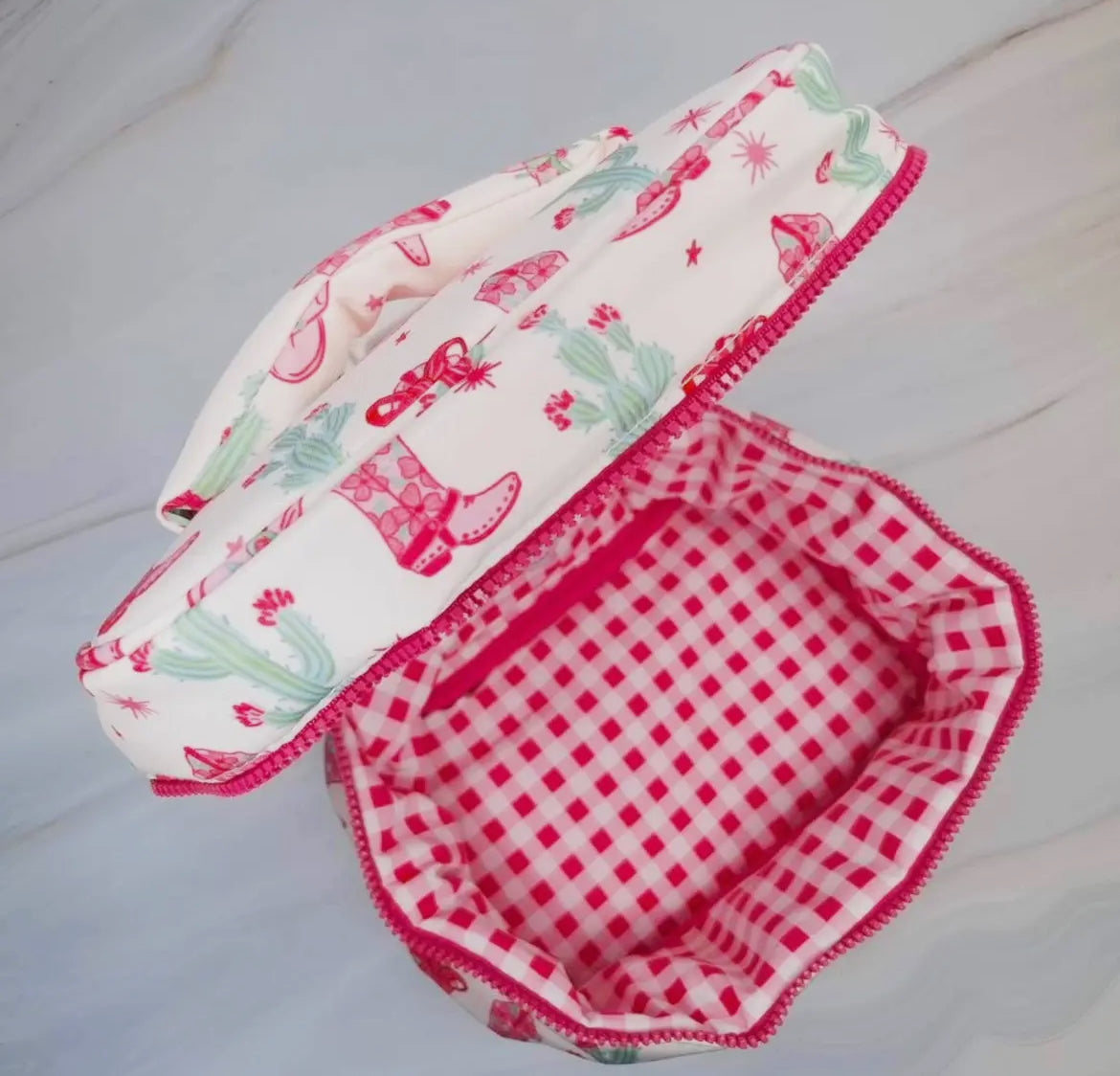 Western Whimsy Travel Cosmetic Case with Handle