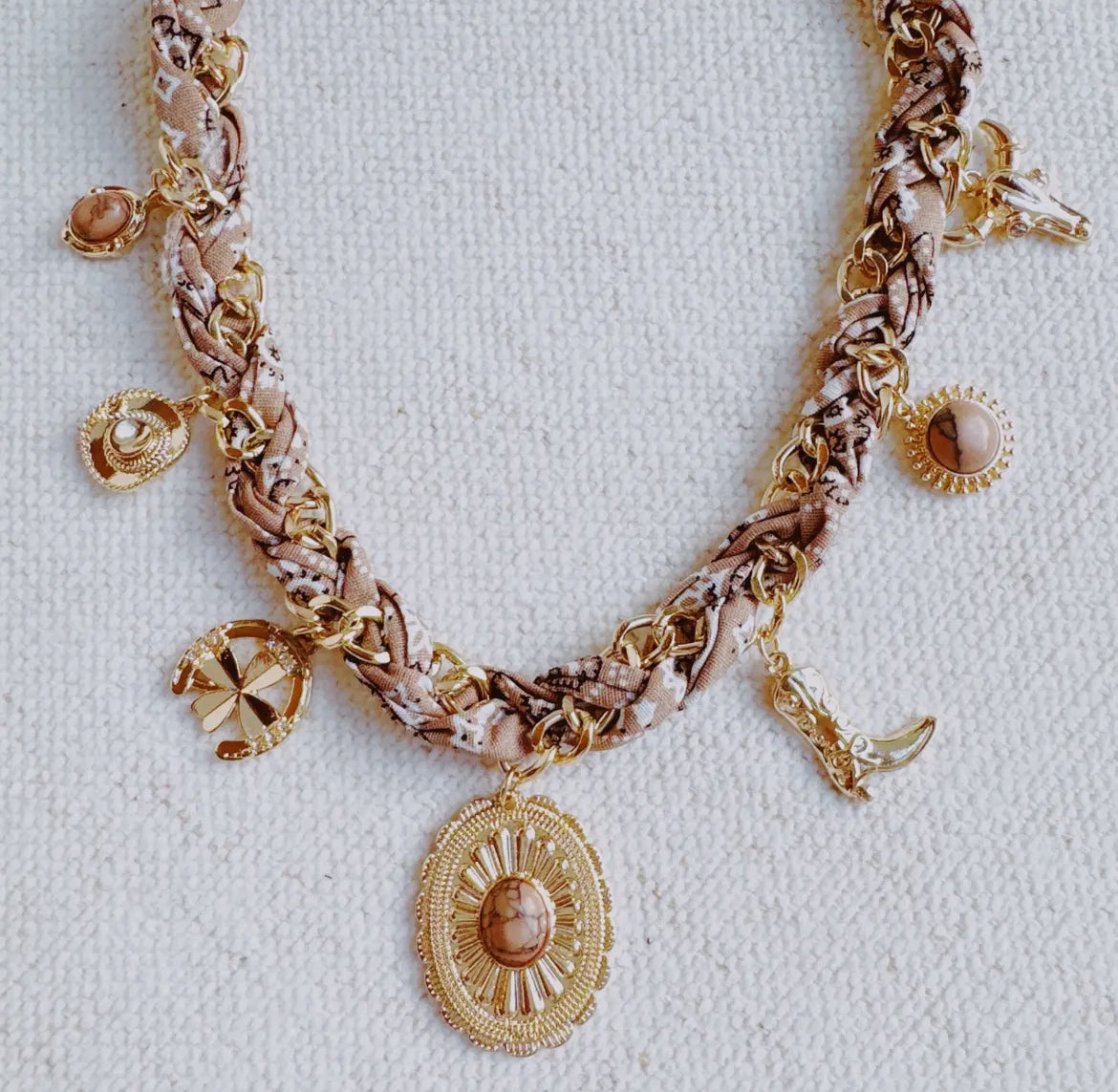 Wild West Desert Charm Scarf Necklace
