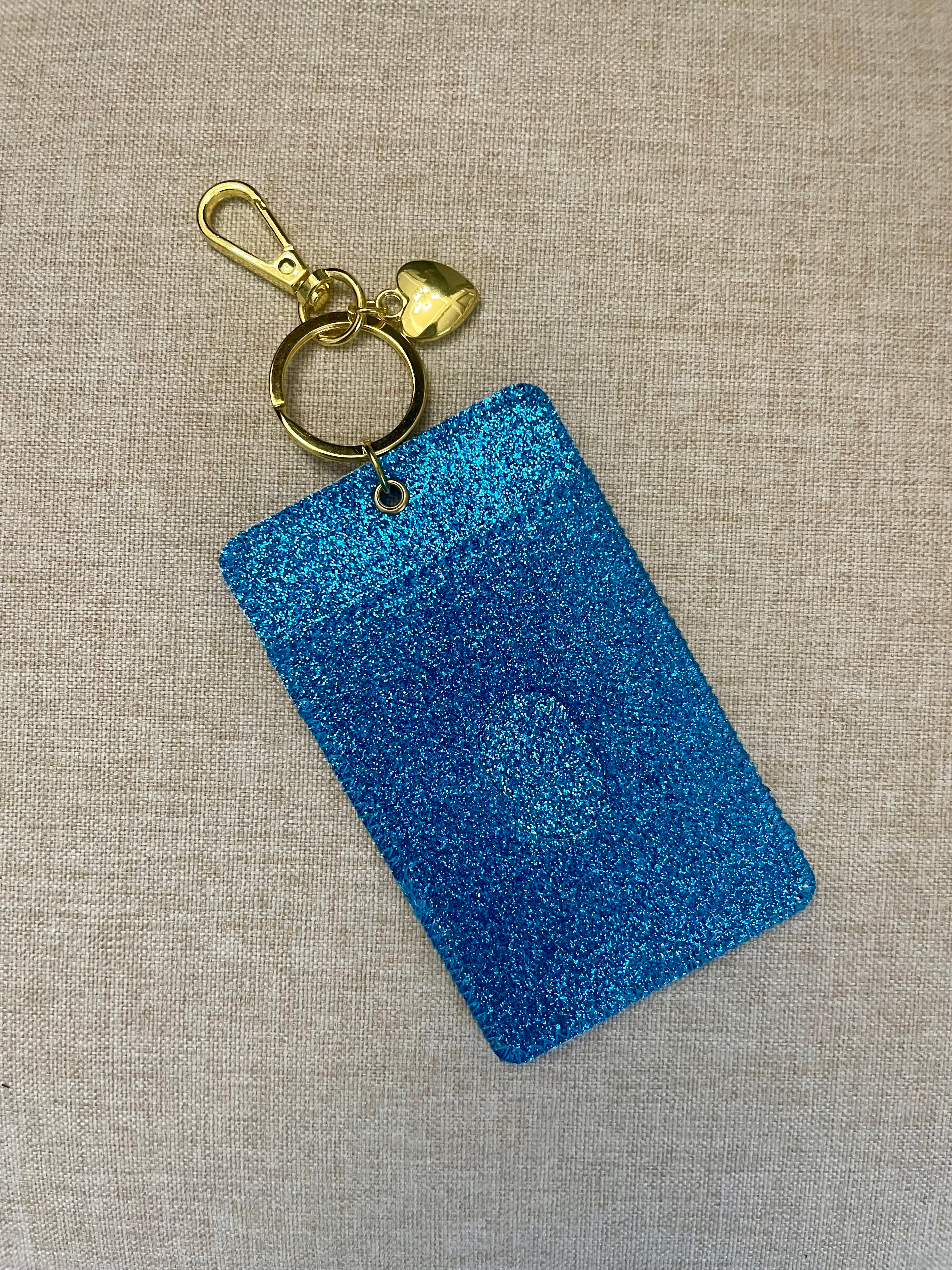 Teal Glitter Wallet Keychain
