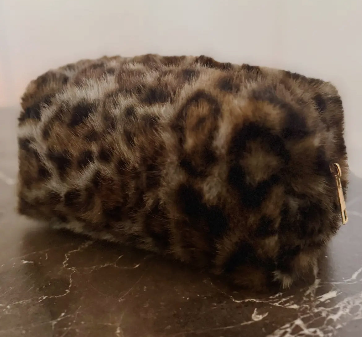 Furly Leopard Cosmetic Case