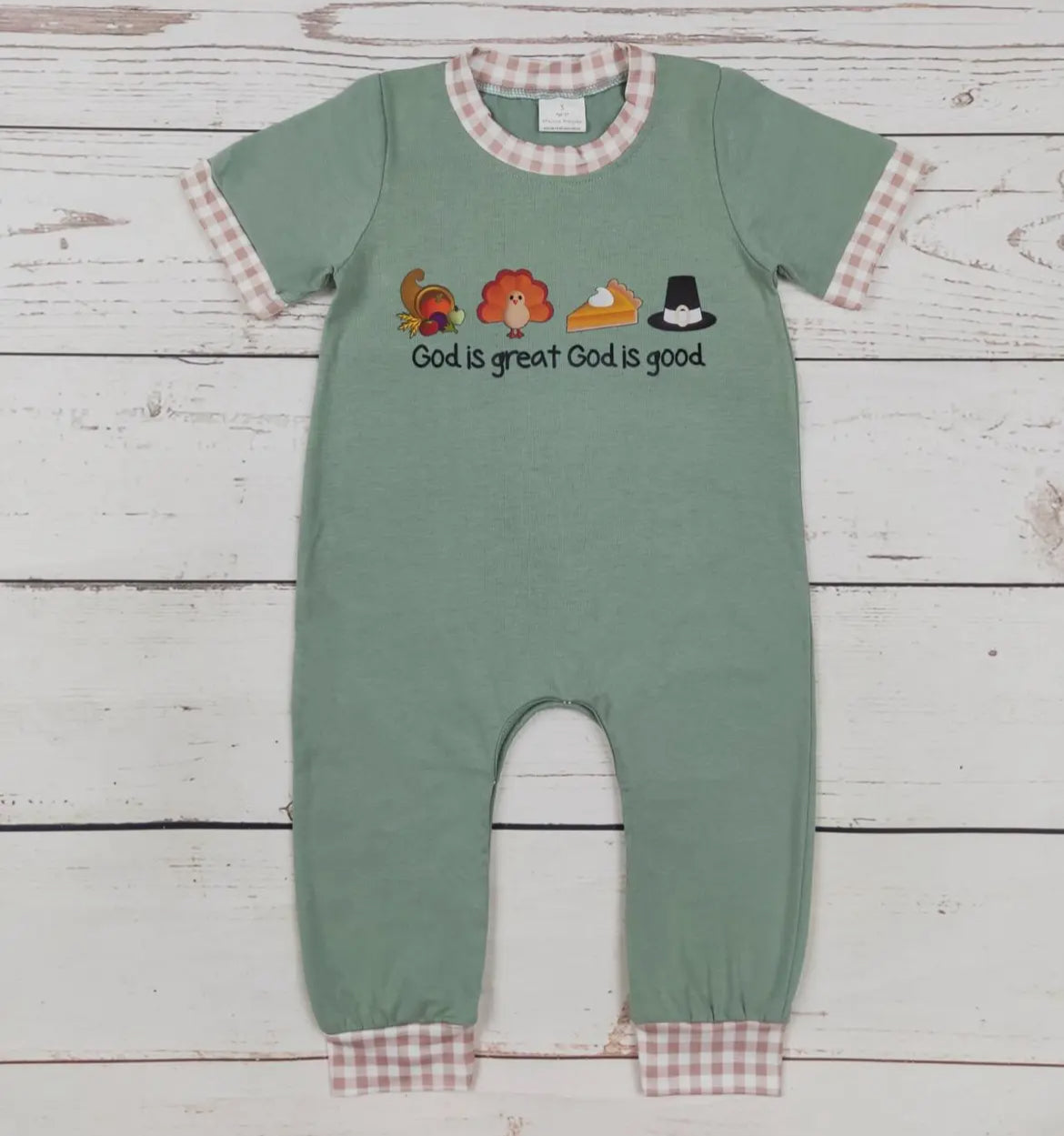 Baby Boy Turkey Printed Thanksgiving Romper