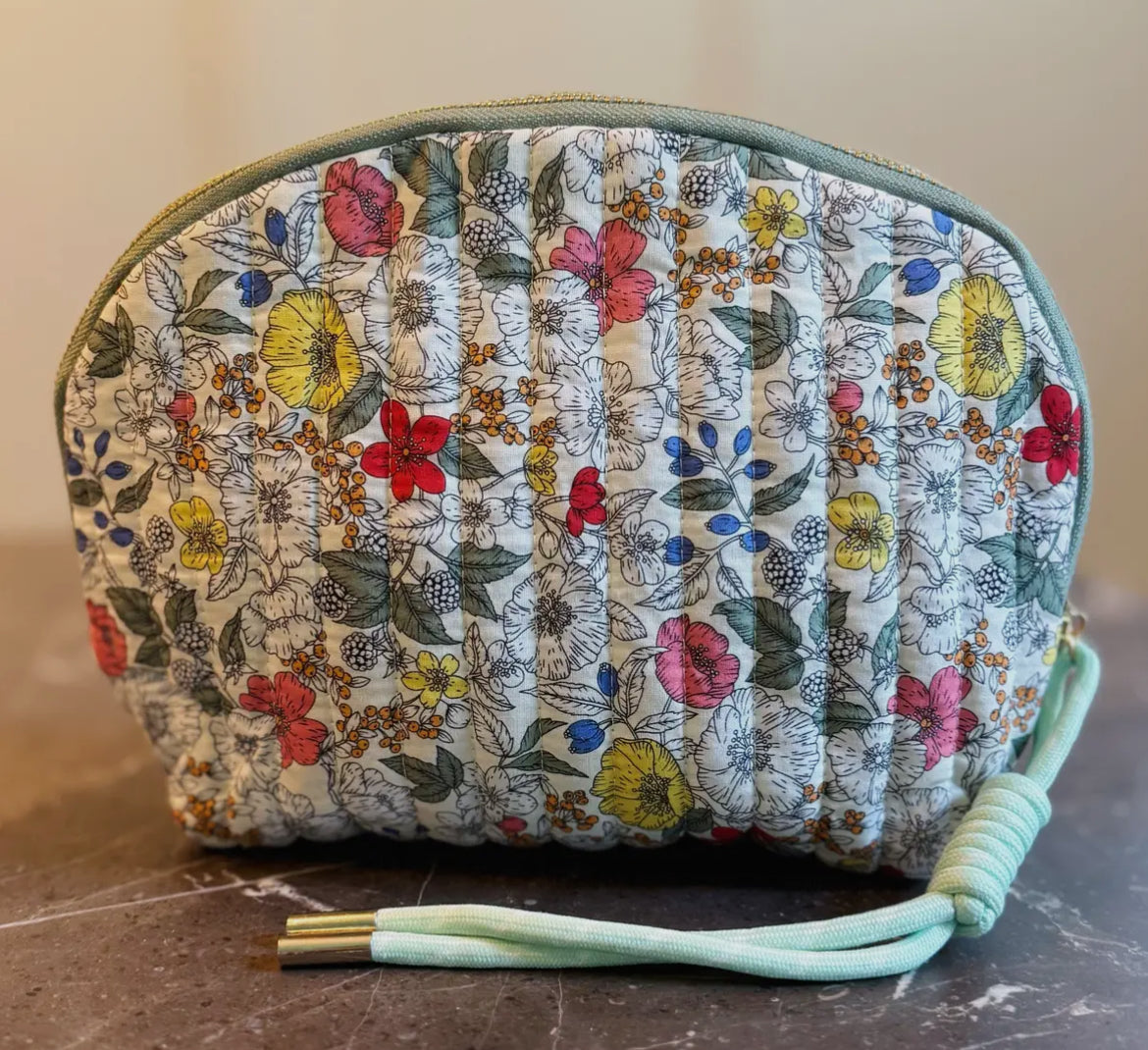 Curved Vintage-Inspired Quilted Soft Pastel Garden Prints