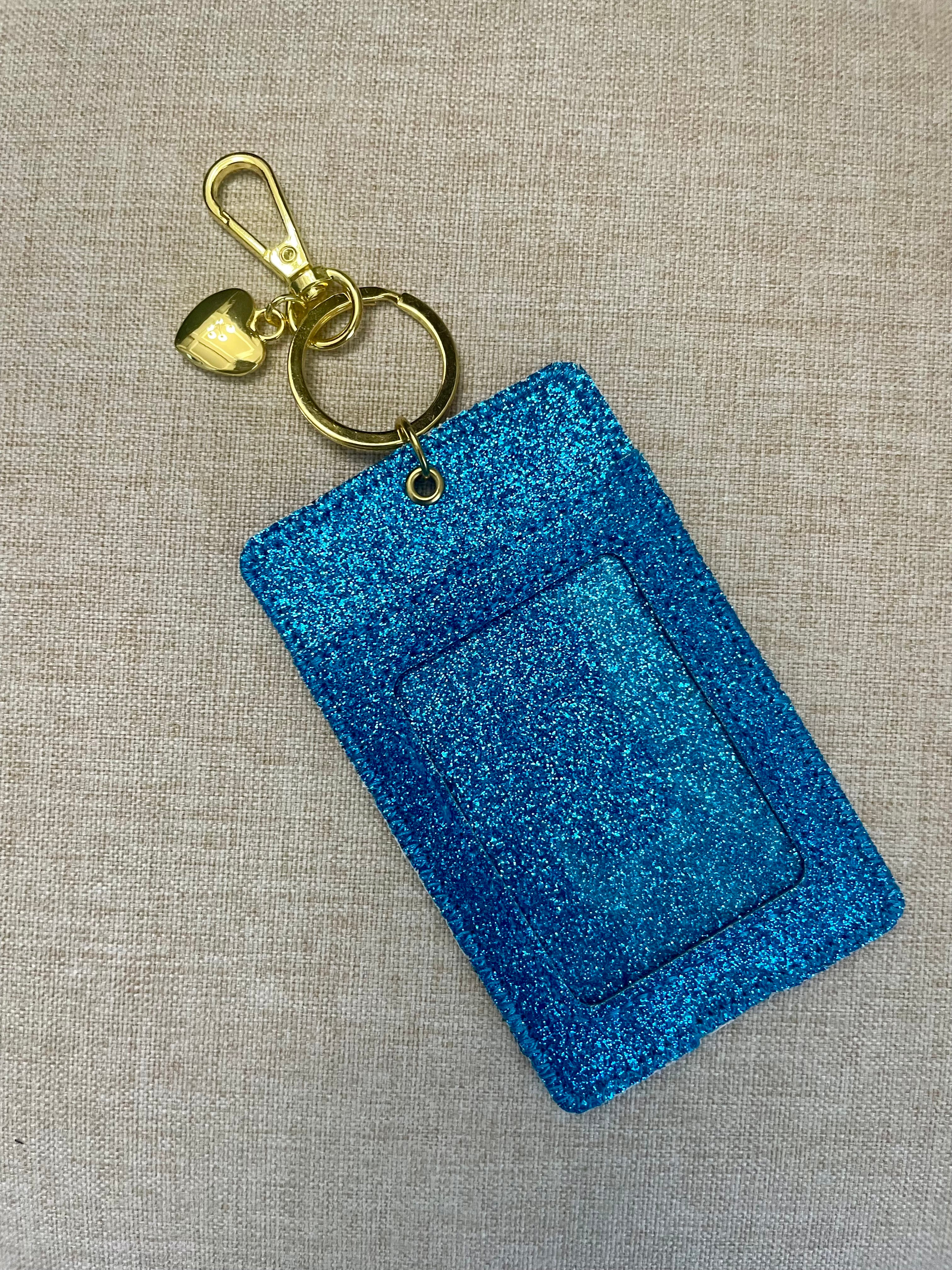 Teal Glitter Wallet Keychain