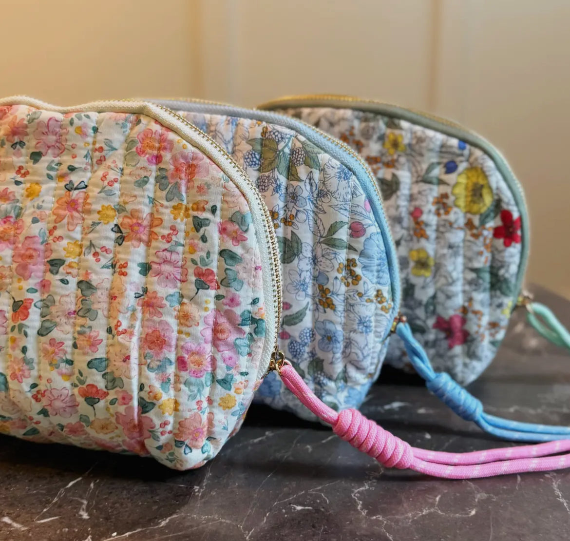 Curved Vintage-Inspired Quilted Soft Pastel Garden Prints