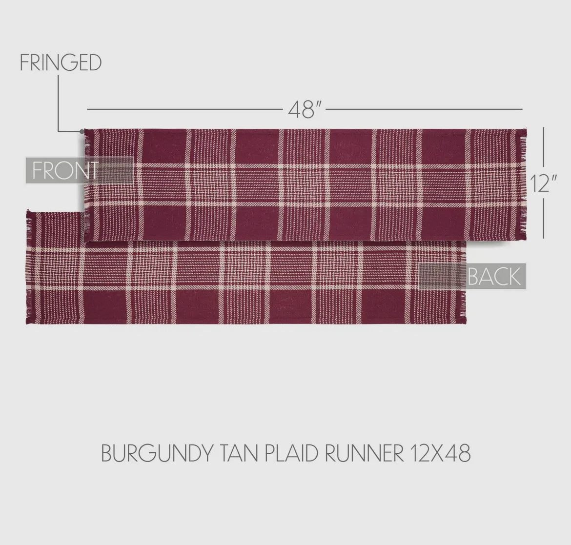 Eaton Burgandy Tan Plaid Runner 12x48