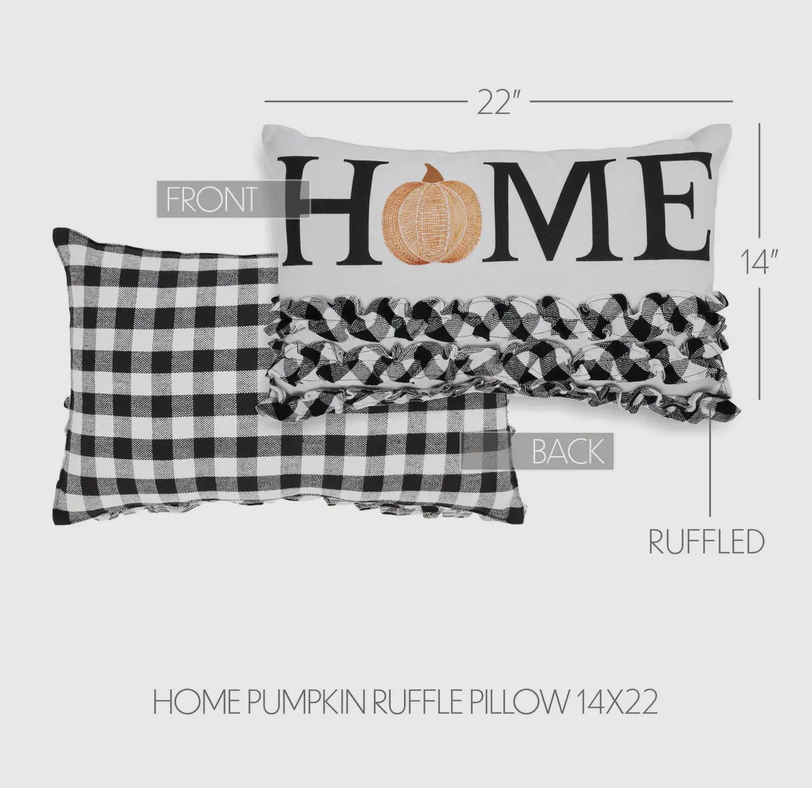 Annie Black Check Home Pumpkin Ruffle Pillow 14x22