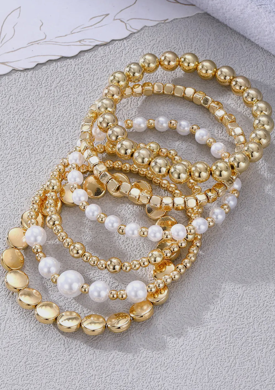 Minimalist Pearl Beaded Muti Layer Elastic Bracelets