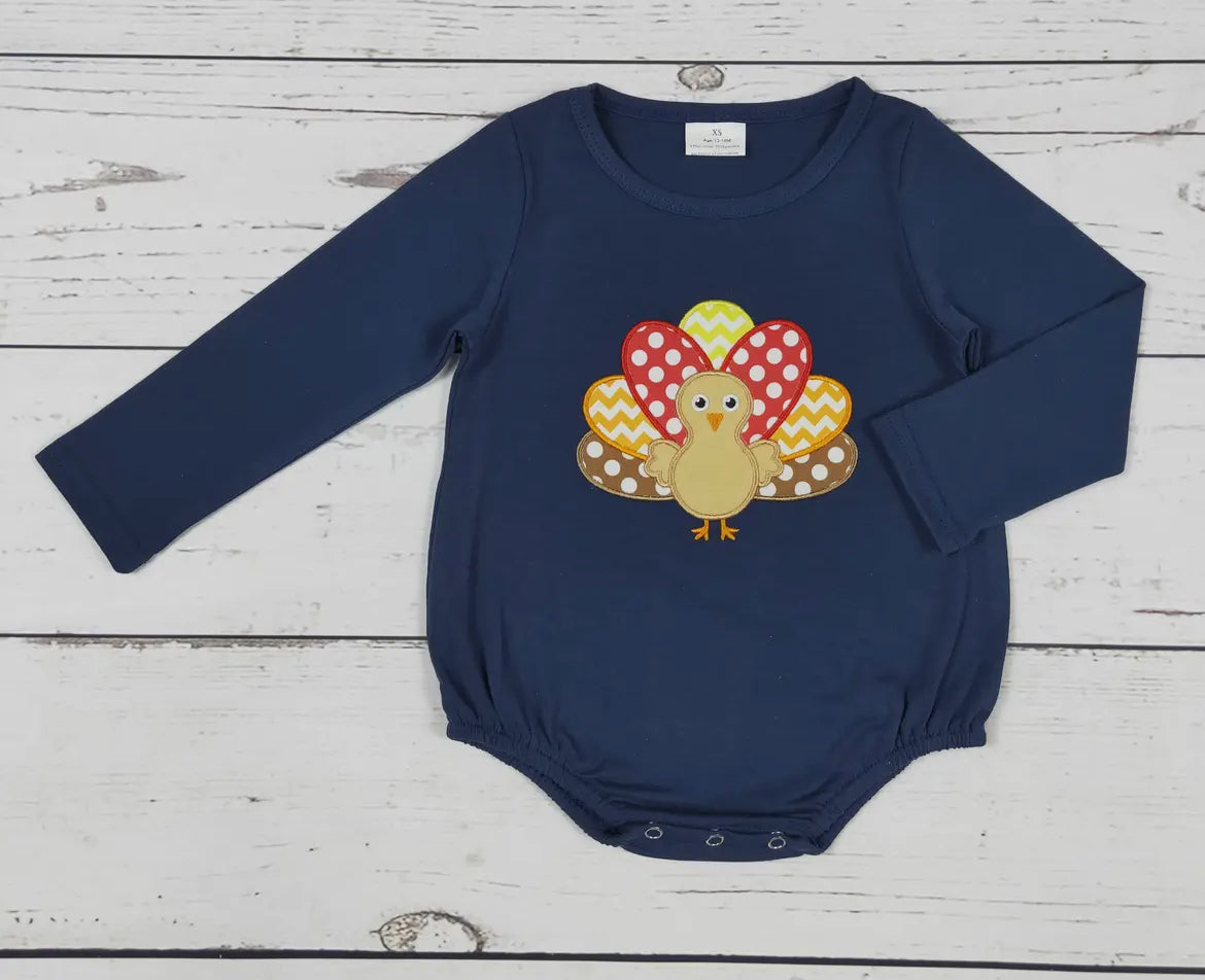 Baby Boy Polka Dots Turkey Appliqué Bubble