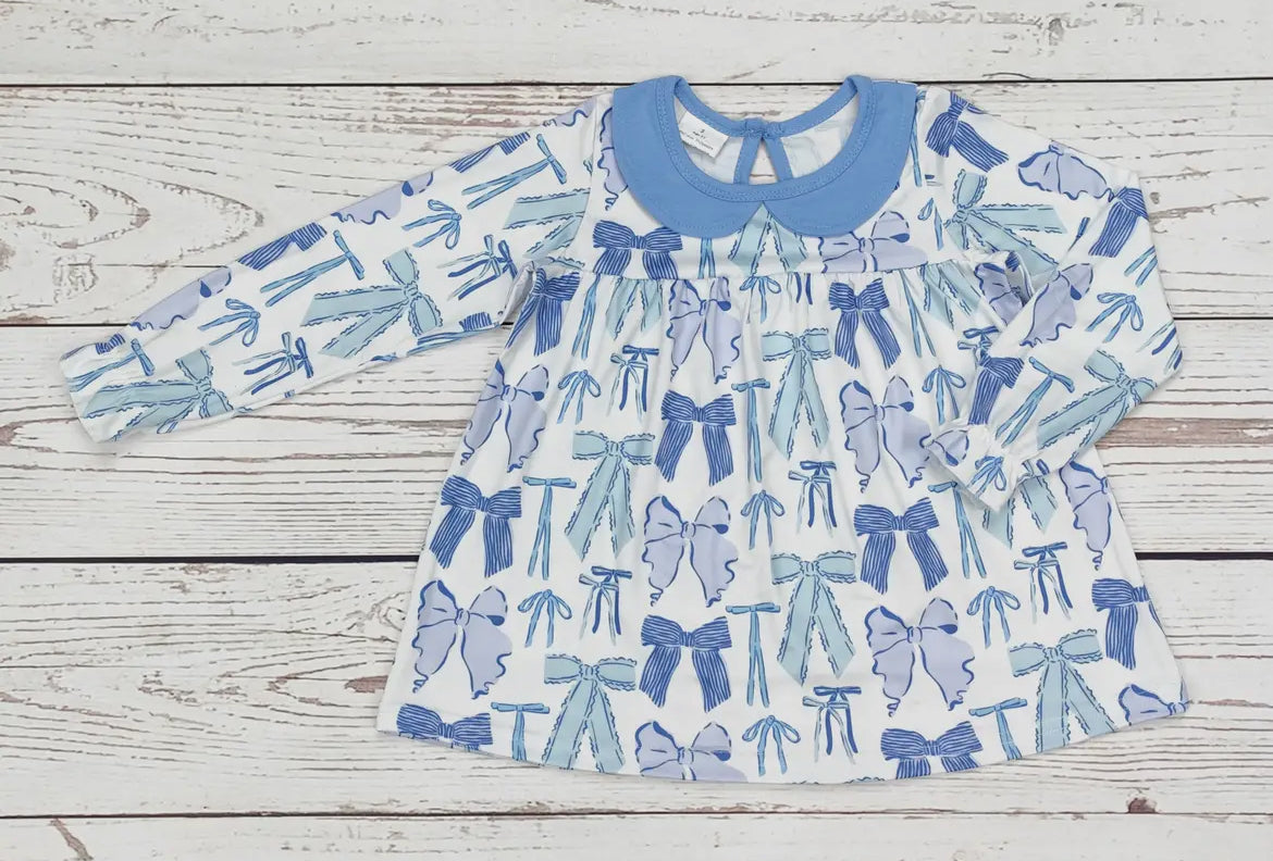 Girls Blue Bow Printed Legging Set *preorder*