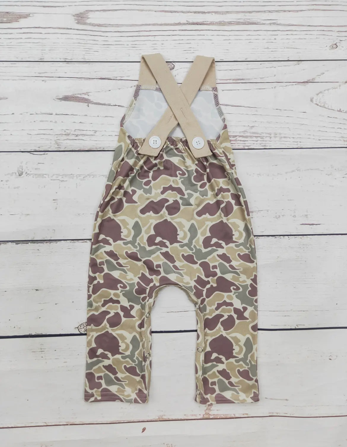 Baby Boy Camouflage Deer Appliqué Jumpsuit *preorder*