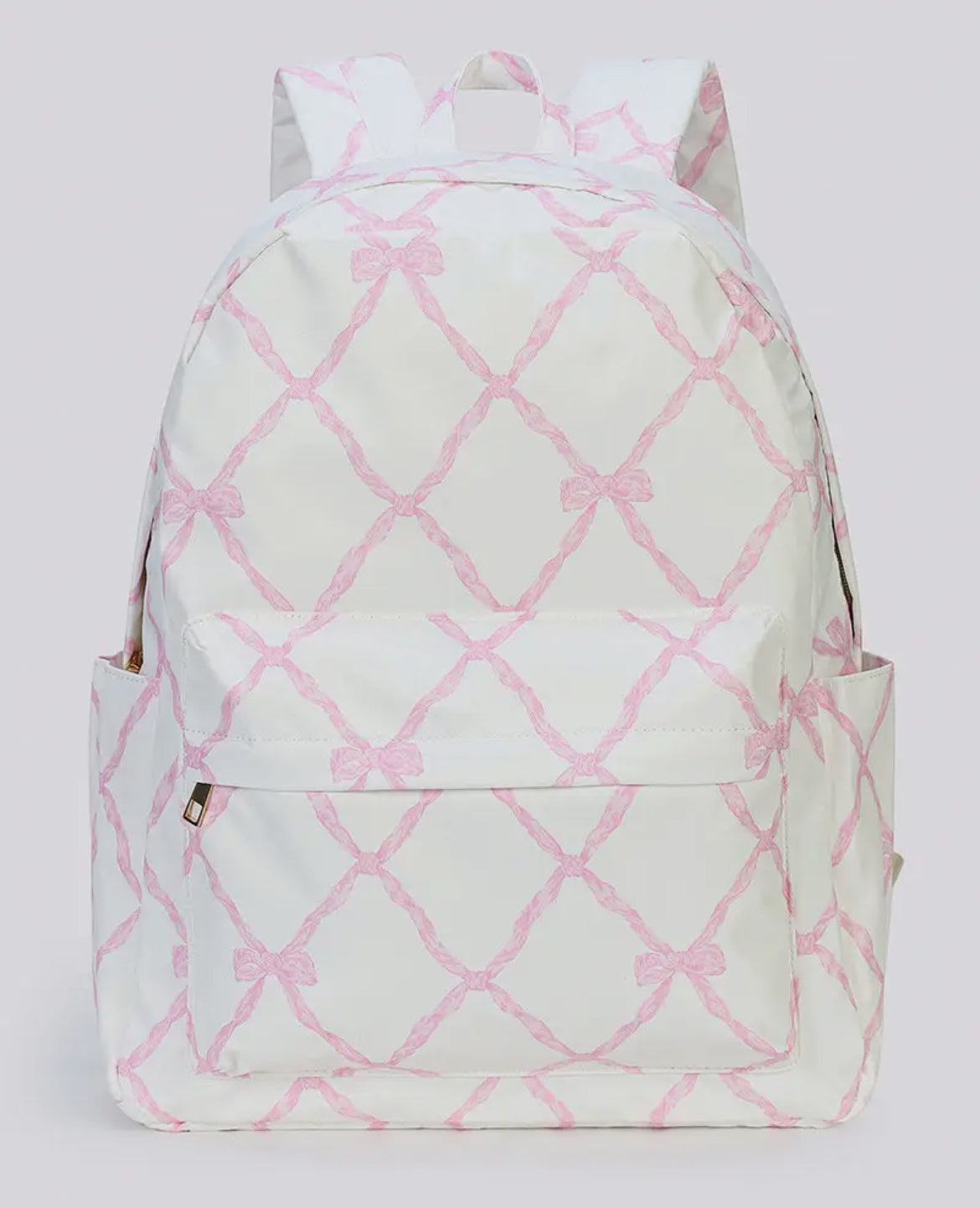 Light Pink Bow Print Ruffle Backpack *preorder*