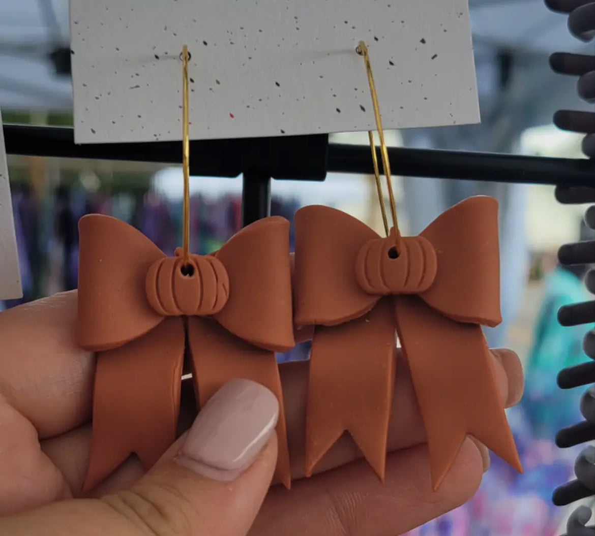 Pumpkin Spice Bow Hoops