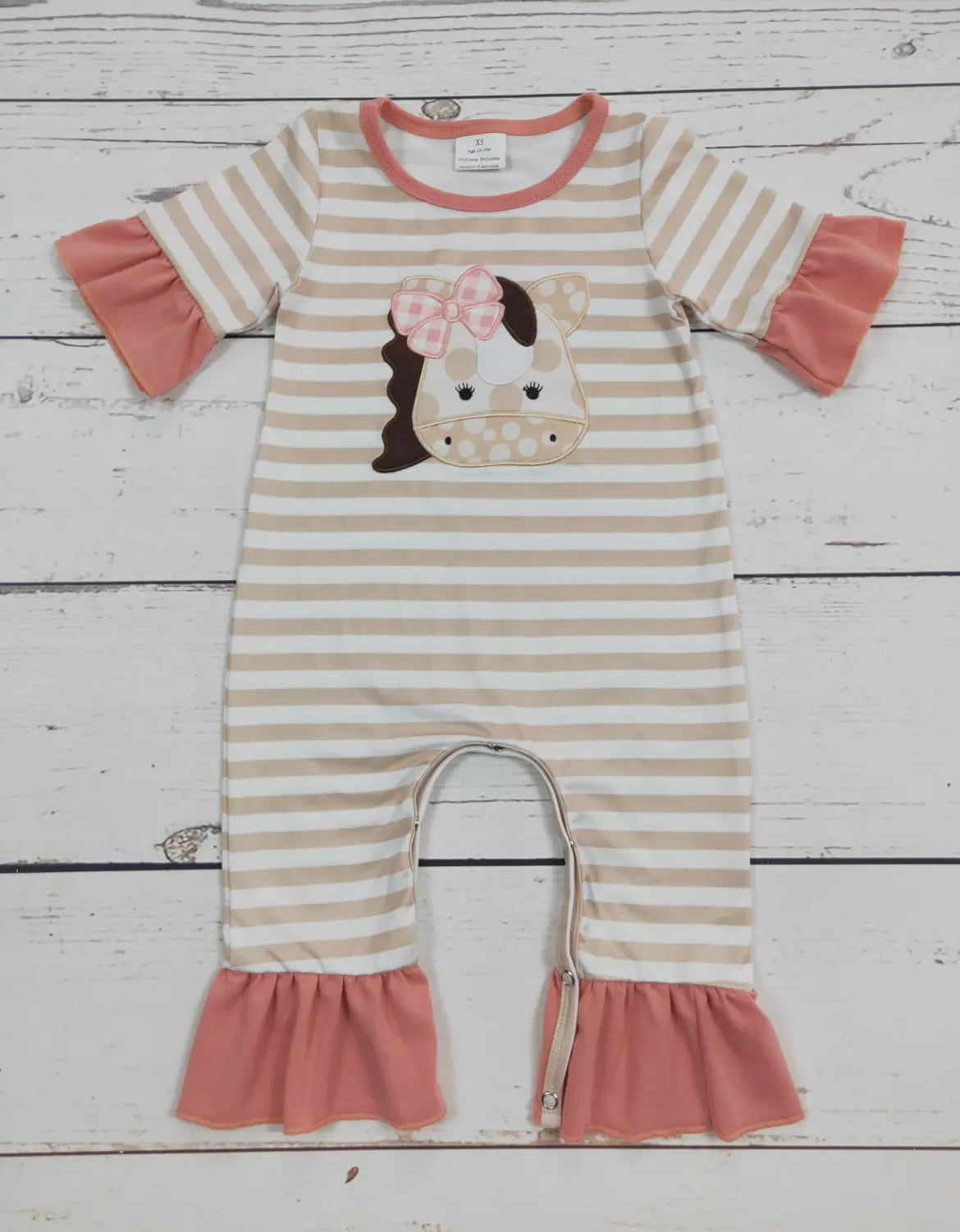 Baby Cow Appliqué Striped Romper *preorder*