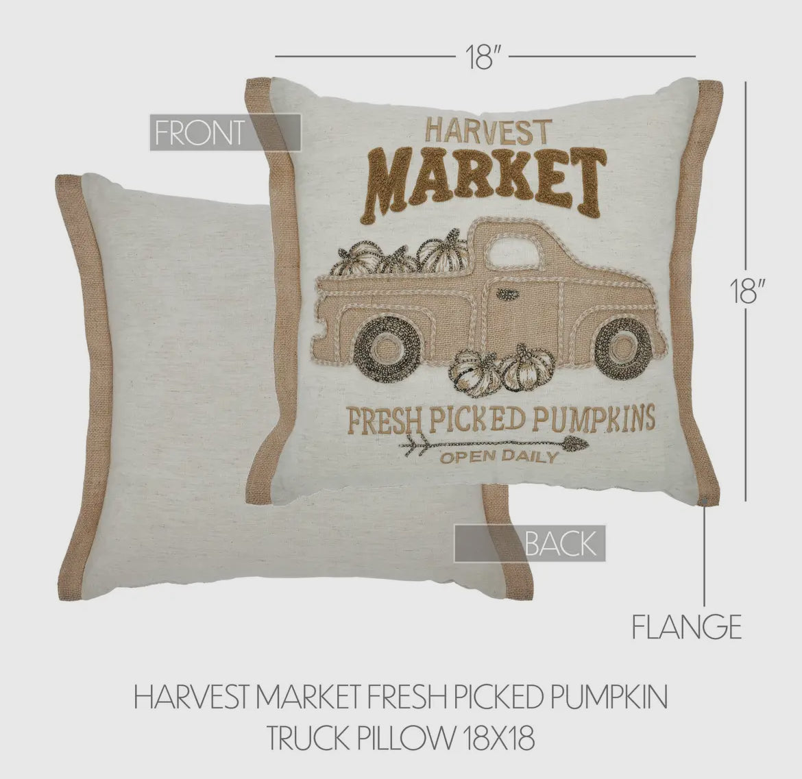 Harvest Market Fresh Picked Pumpkin Truck Pillow 18x18