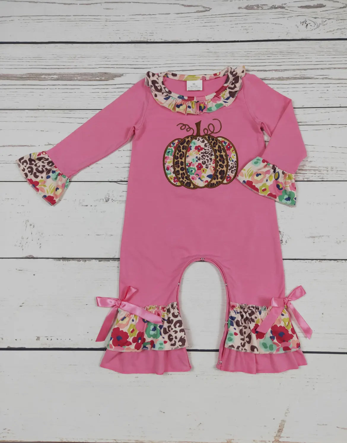 Pink Pumpkin Appliqué Romper