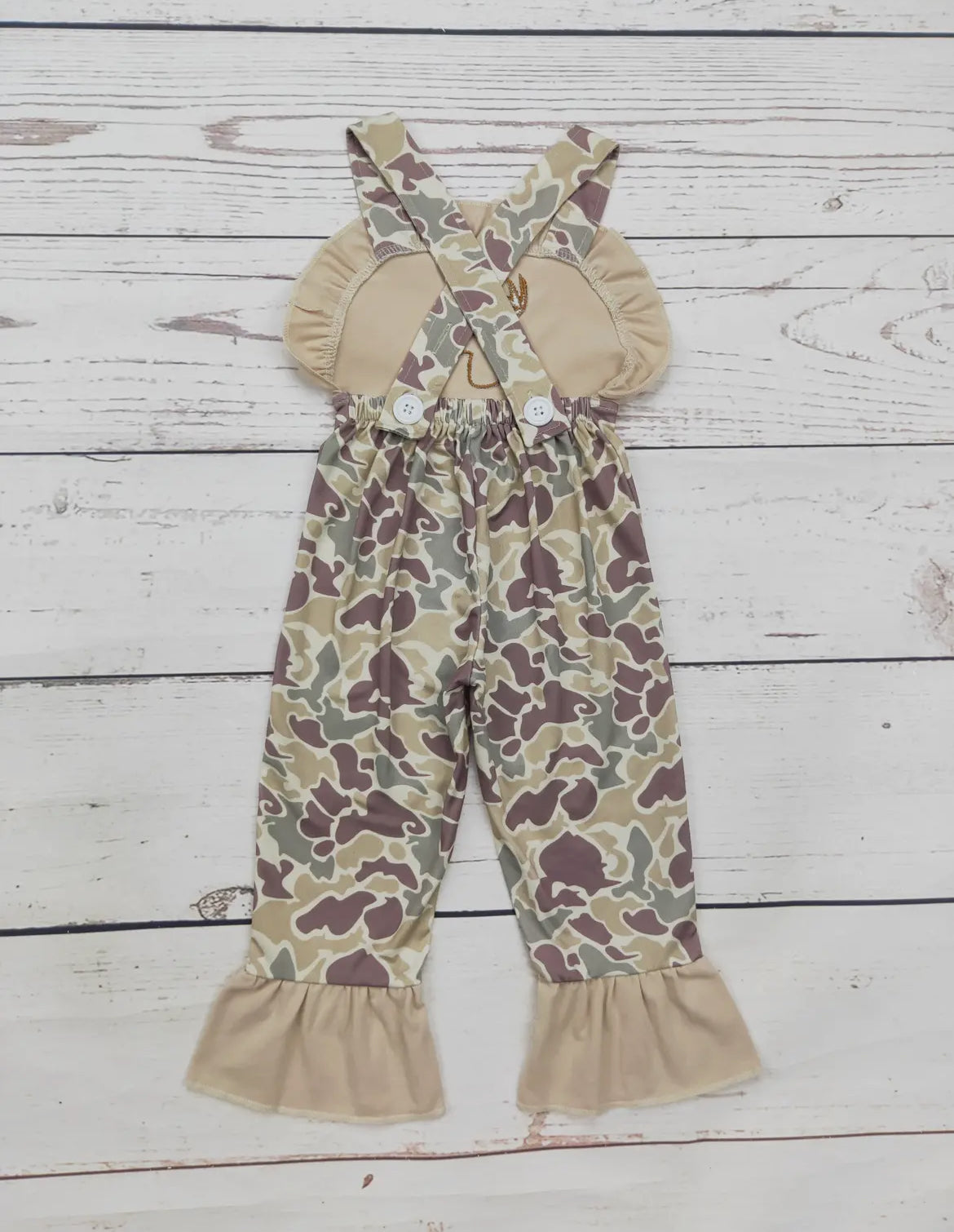 Baby Girl Camouflage Deer Applique Jumpsuit *preorder*