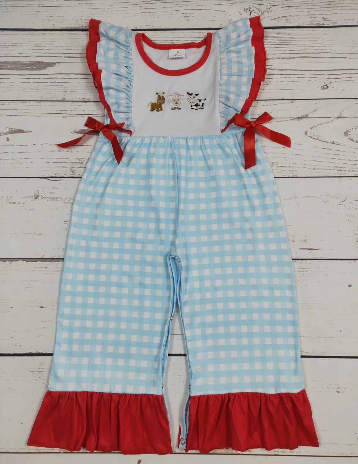 Baby Girl Farm Appliqué Romper *preorder*