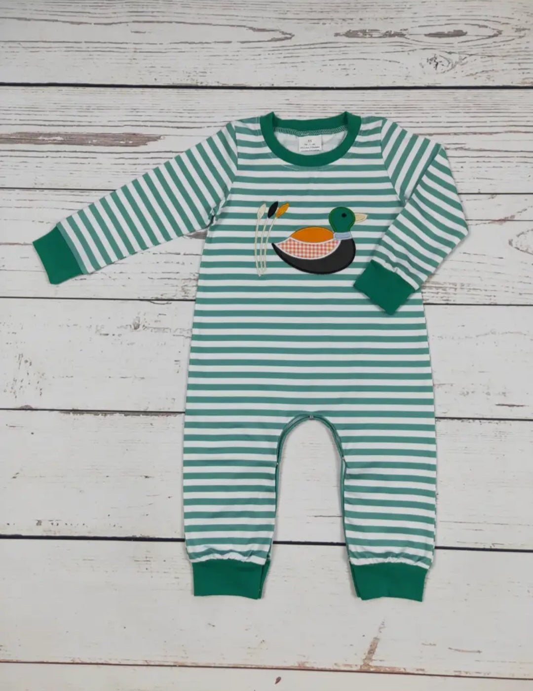 Baby Green Duck Applique Romper