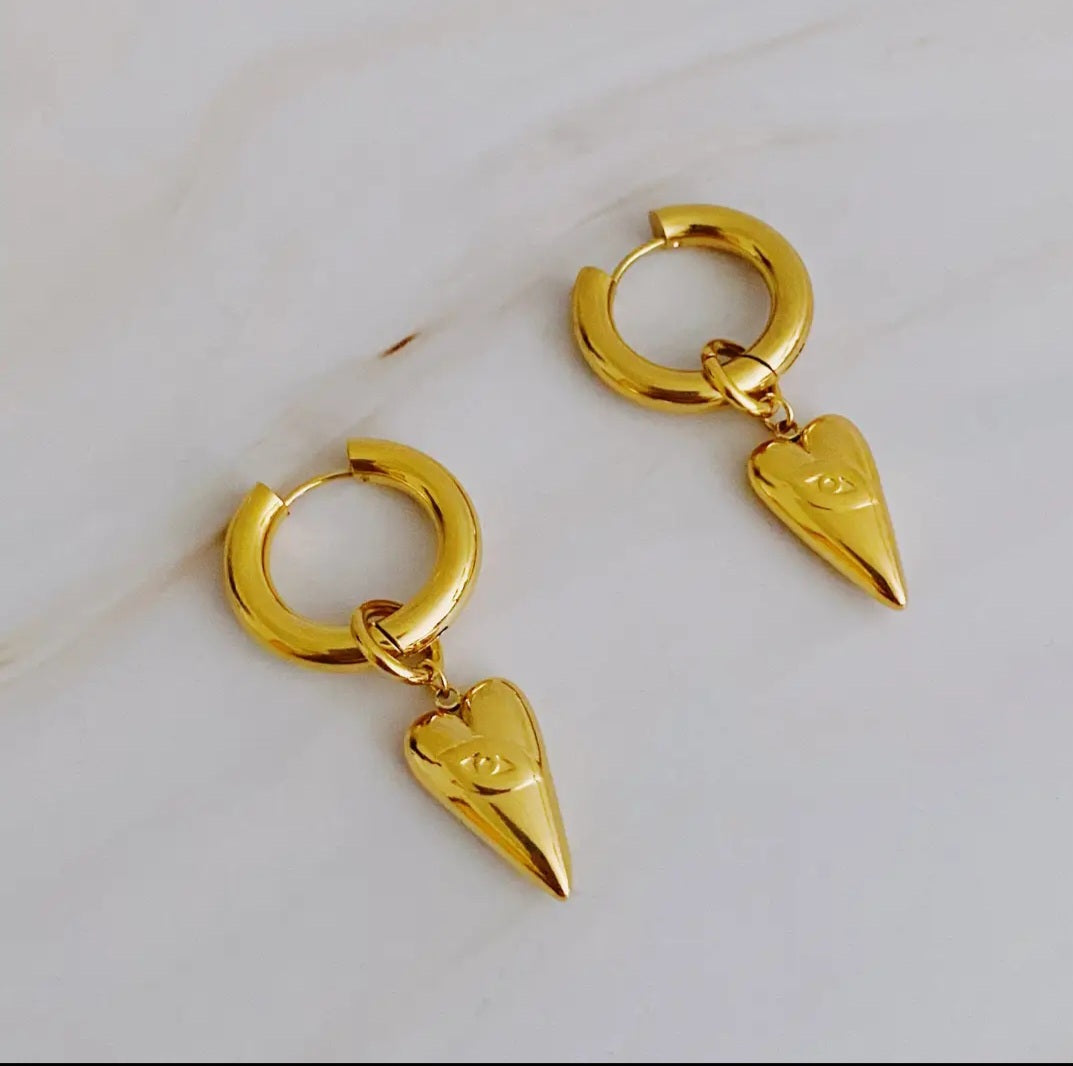 Dangle Heart Drop Earrings