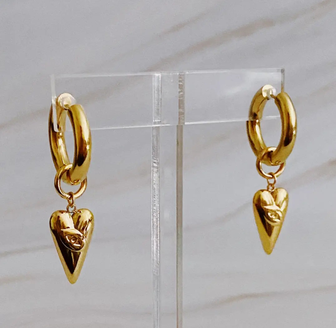 Dangle Heart Drop Earrings