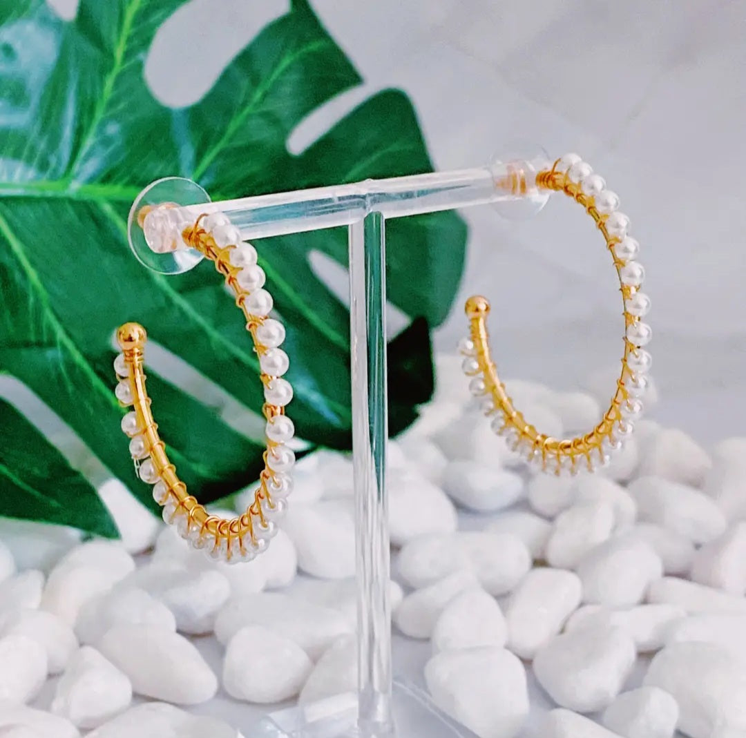 Precious Pearl Beaded Hoop Earrings