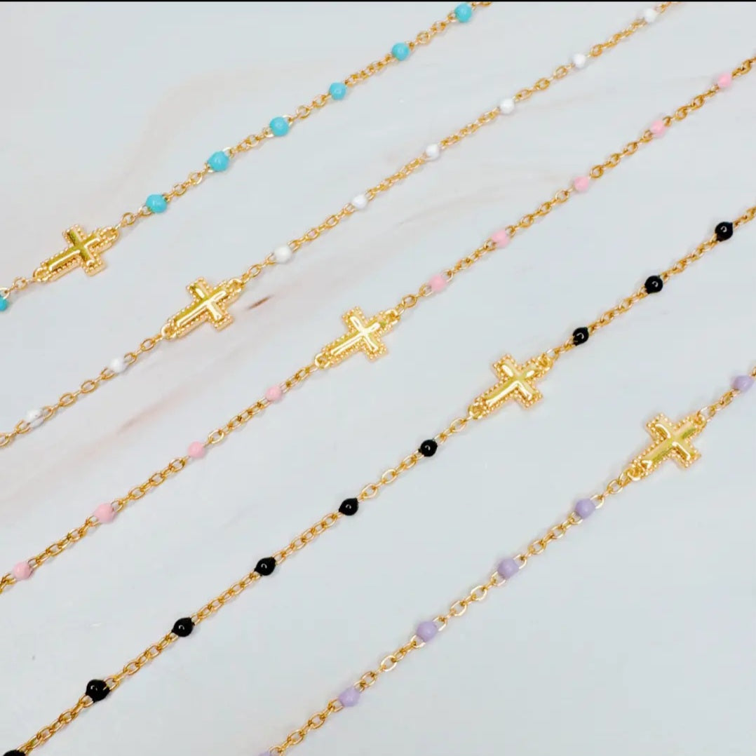 Dainty Dots Cross Bracelet