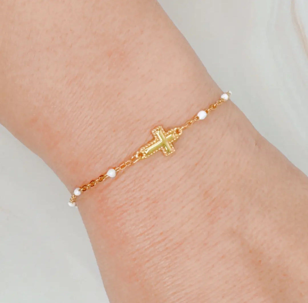 Dainty Dots Cross Bracelet