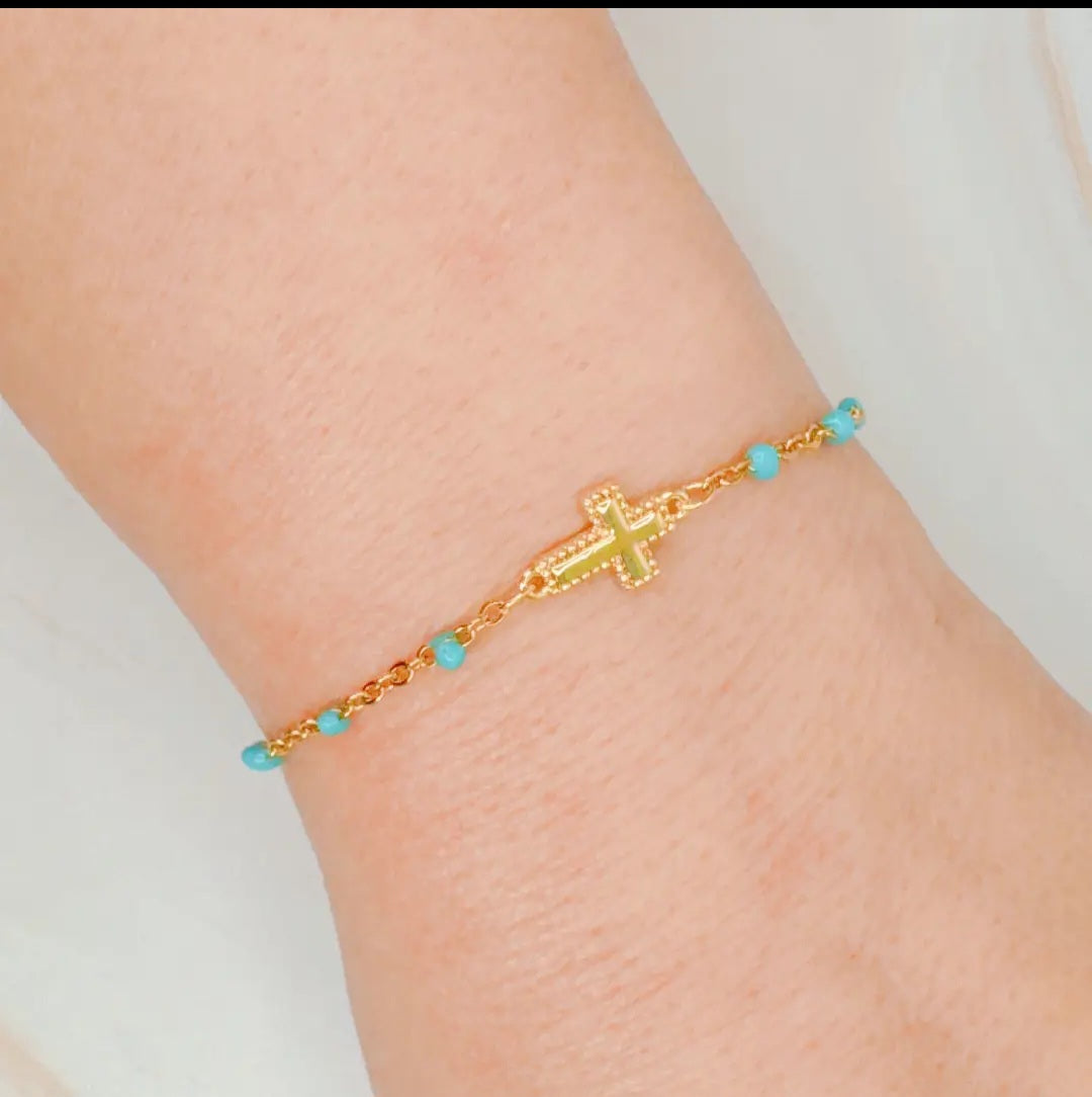 Dainty Dots Cross Bracelet