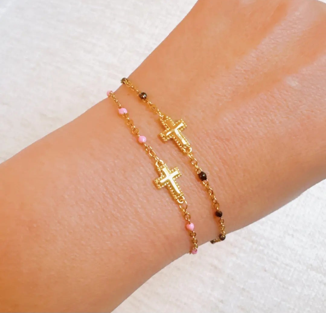 Dainty Dots Cross Bracelet