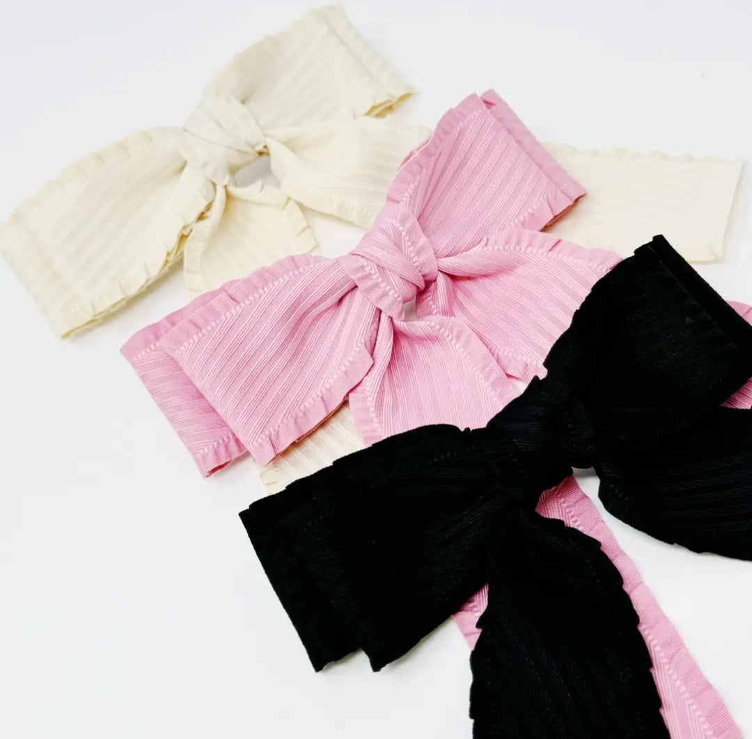 Frilled and Textured Double Hair Bow