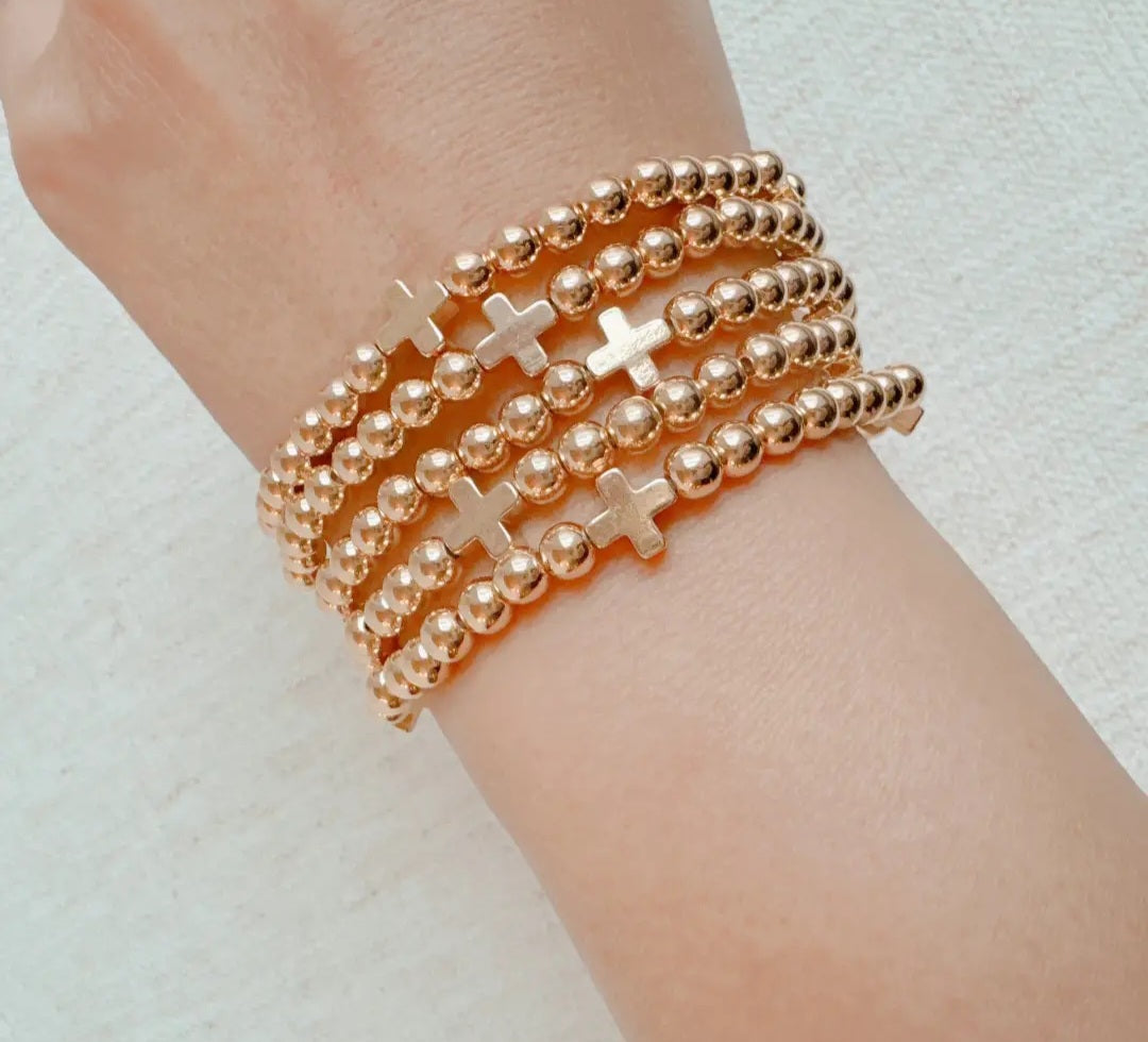 Beads and Crosses Stretch Bracelets