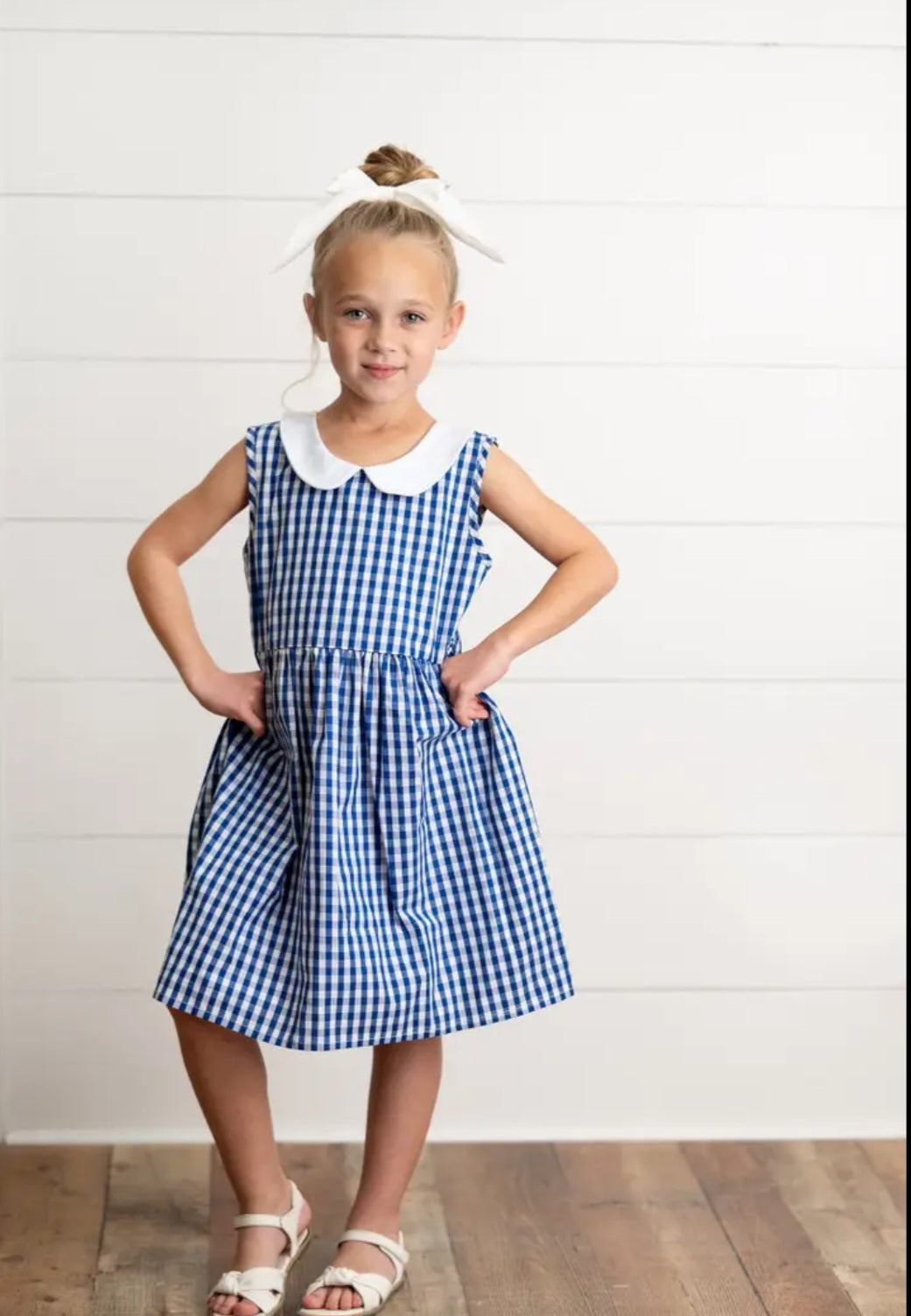 Navy Check Gingham Dress