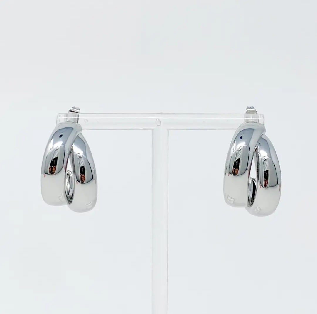Silver Double Hoop Earrings