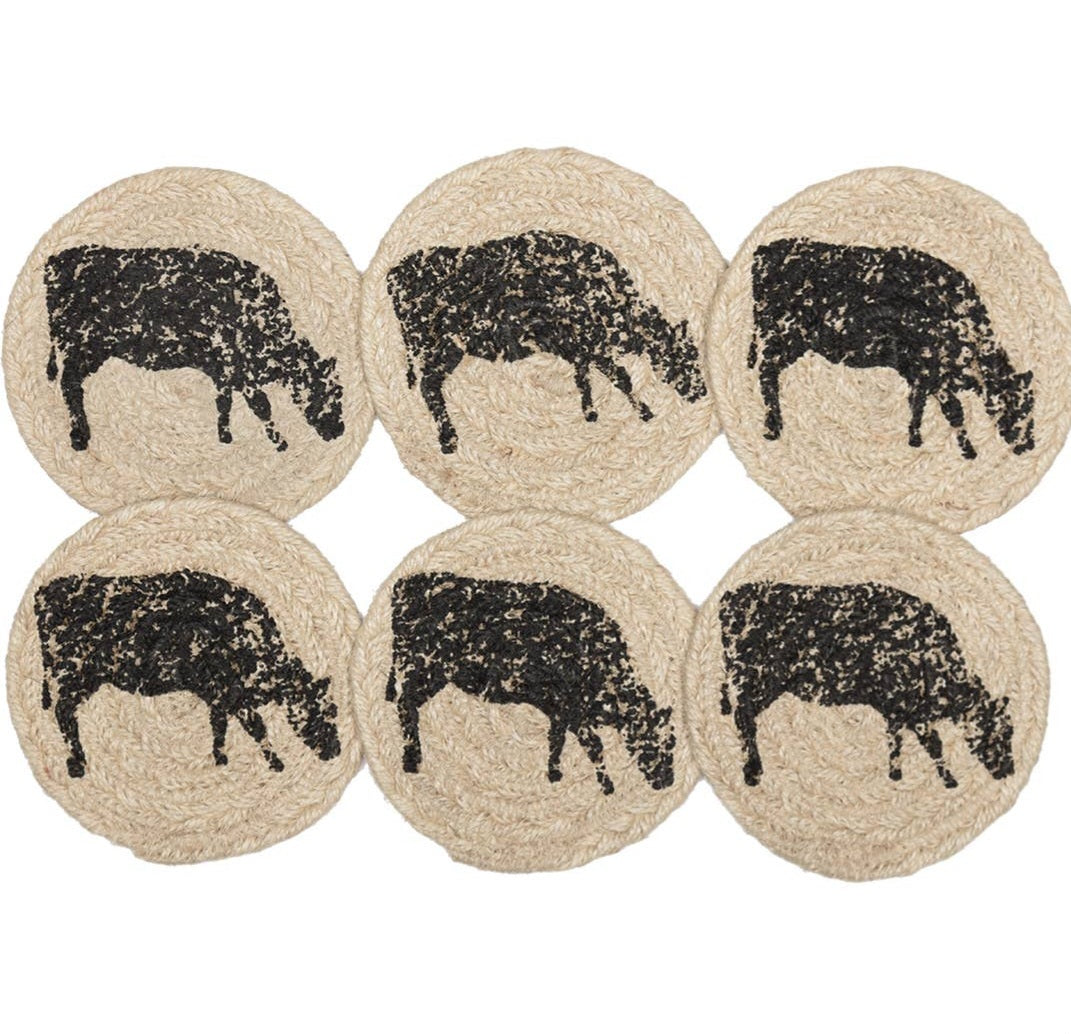 Cow Jute Coaster Set