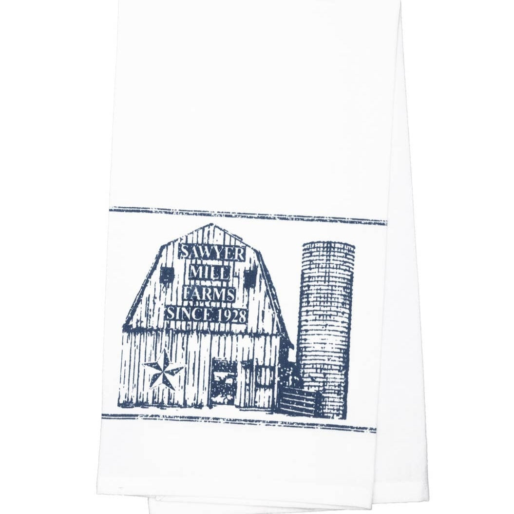 Sawyer Mill Blue barn Muslin Tea Towel