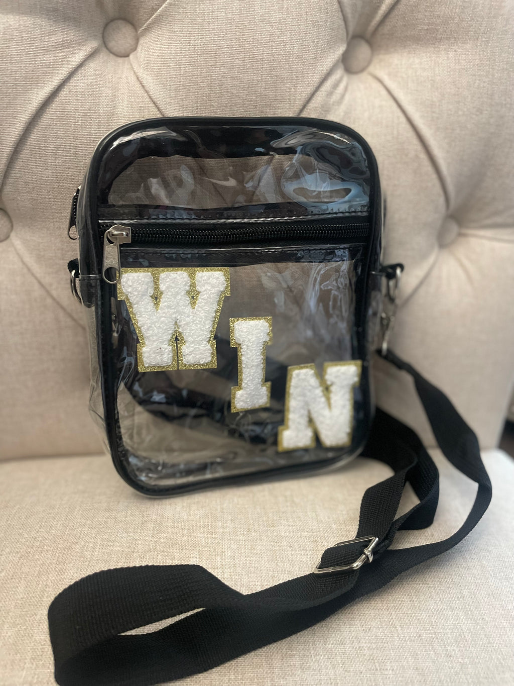Black Lined Clear Stadium Purse