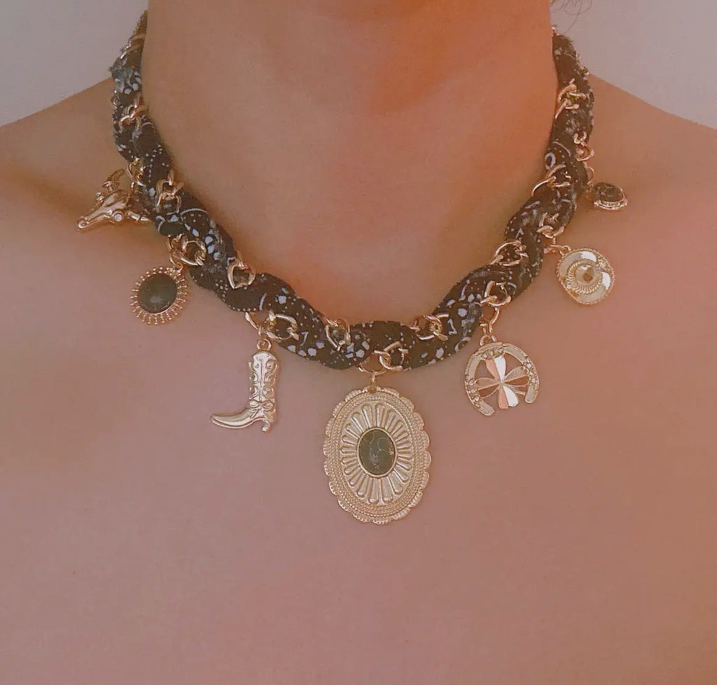 Wild West Desert Charm Scarf Necklace