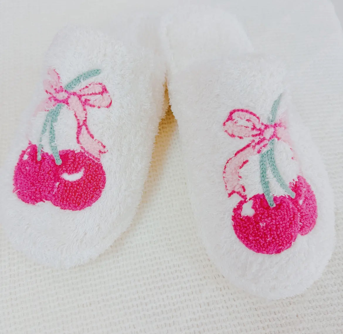 Cherry Bow Coziest Lounge Slippers