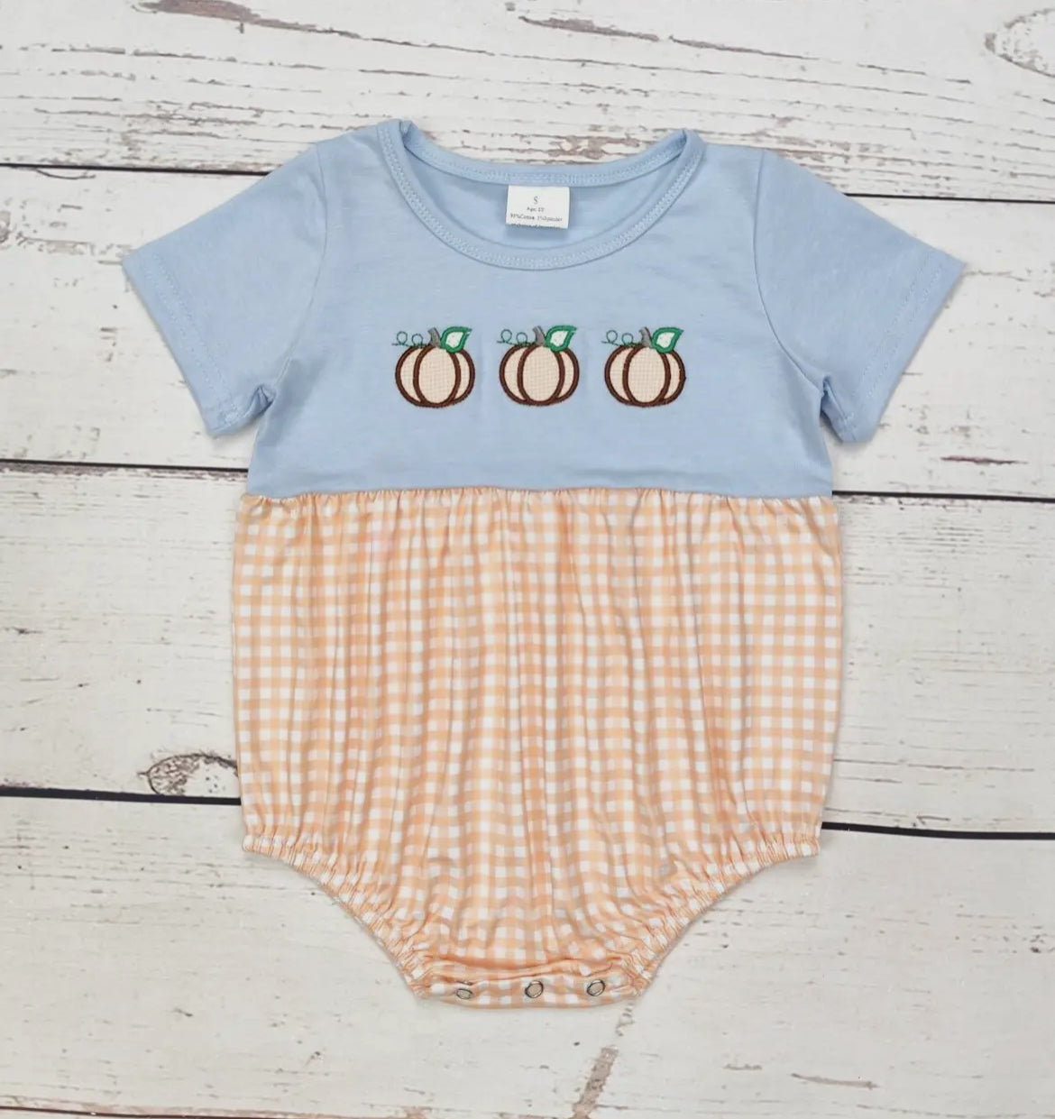 Fall Pumpkin Baby Boy Appliqué Bubble *preorder*