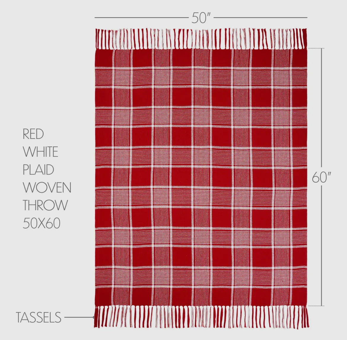 Eston Red White Plaid Throw 50x60