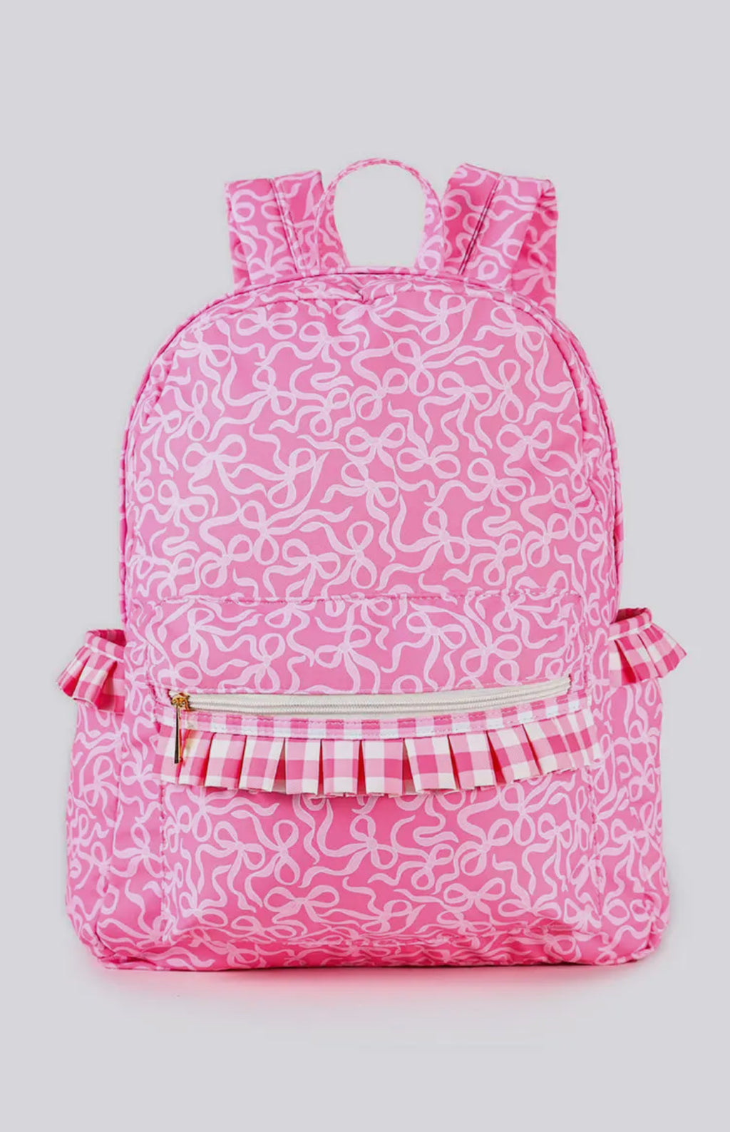 Gingham Ruffle Bow Printed Girls Backpack  *preorder*