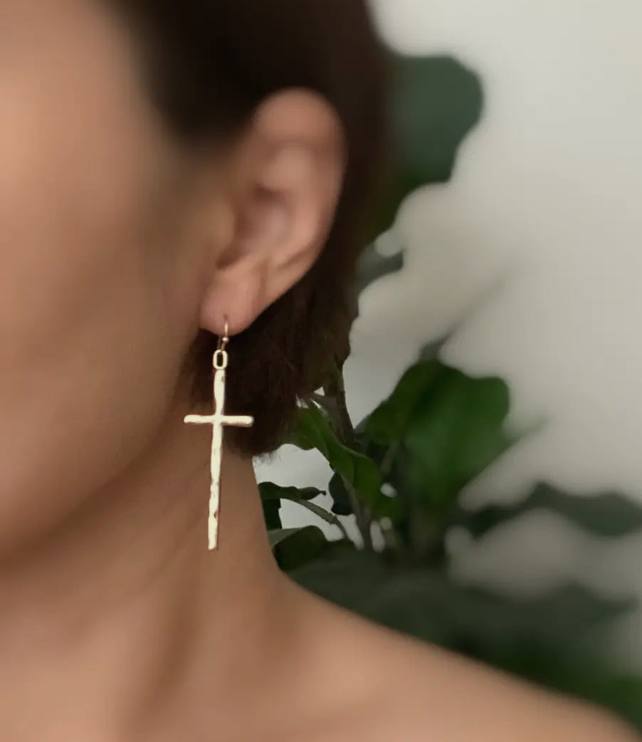 Slim and Stylish Cross Earrings
