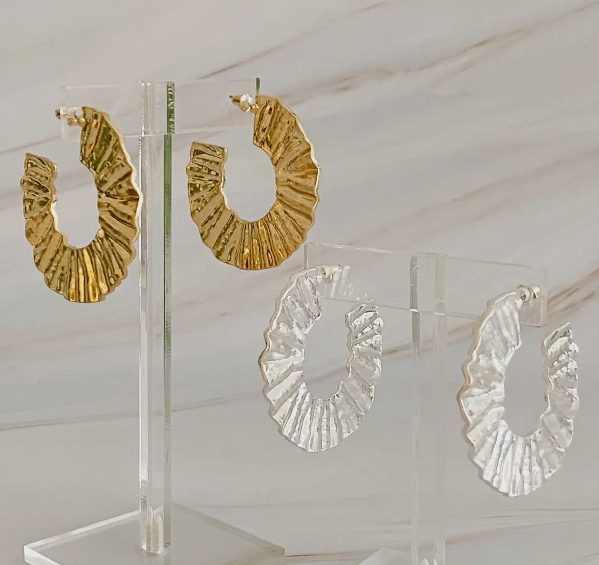 Crinkled Art Hoop Earrings