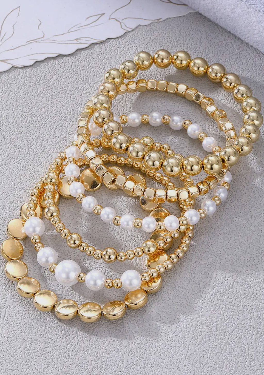 Minimalist Pearl Beaded Muti Layer Elastic Bracelets
