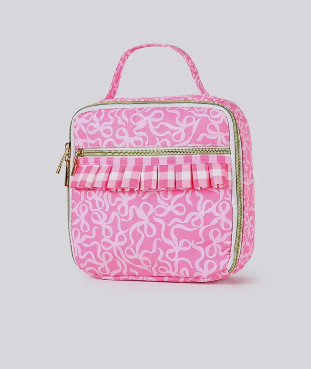 Gingham Ruffle Bow Printed Girls Lunch Box  *preorder*